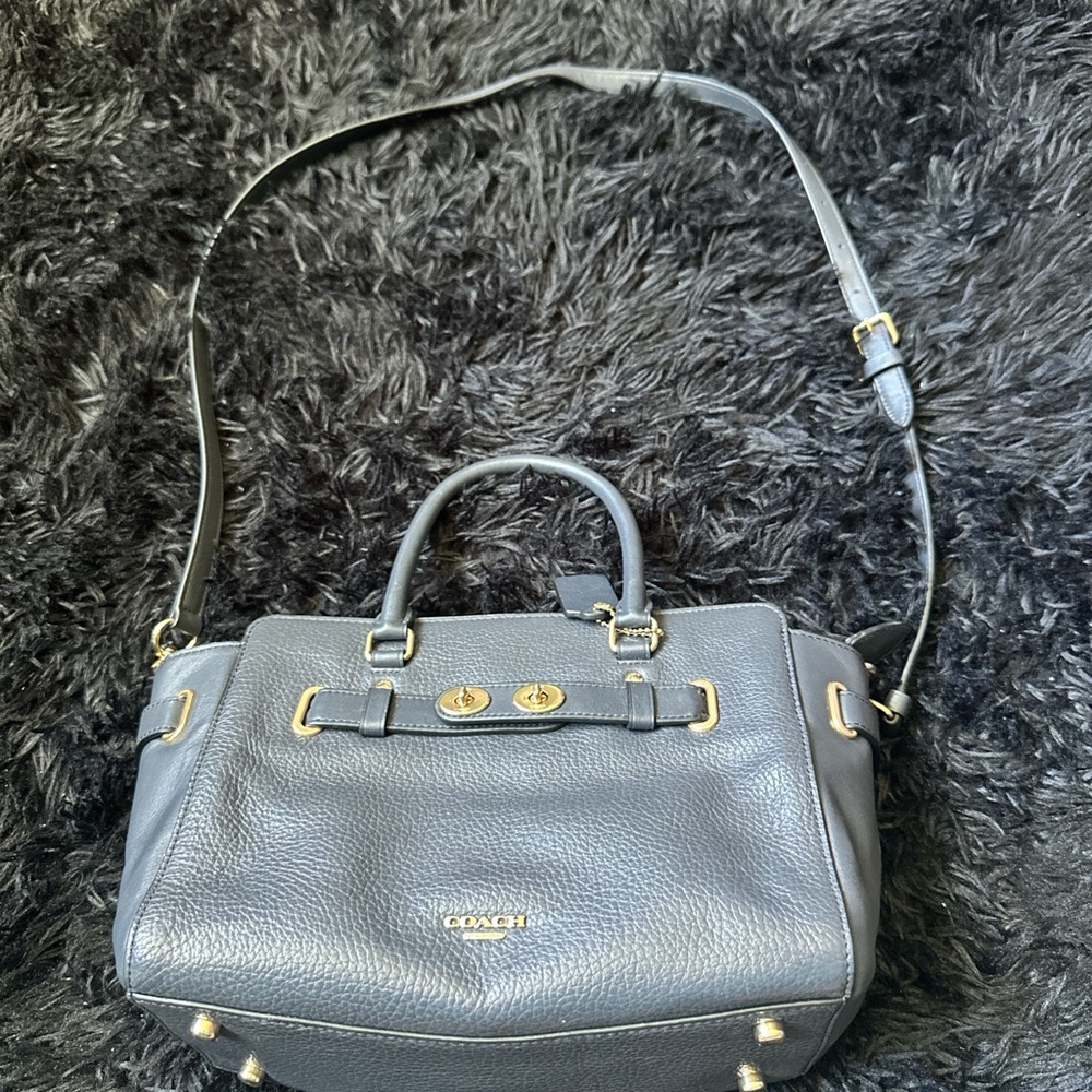 Coach Dark Blue Leather Satchel